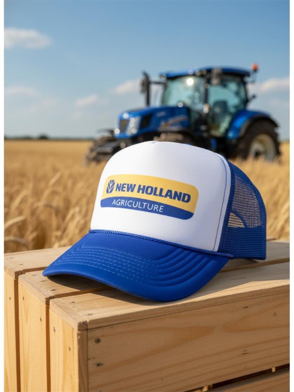 New Holland Hat Tractors Trucker Cap Retro 80s 90s Farm Snapback Blue White New